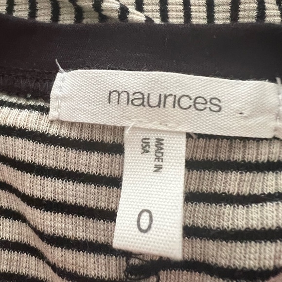 Maurices short split sleeve striped top in black and cream. - Picture 7 of 7